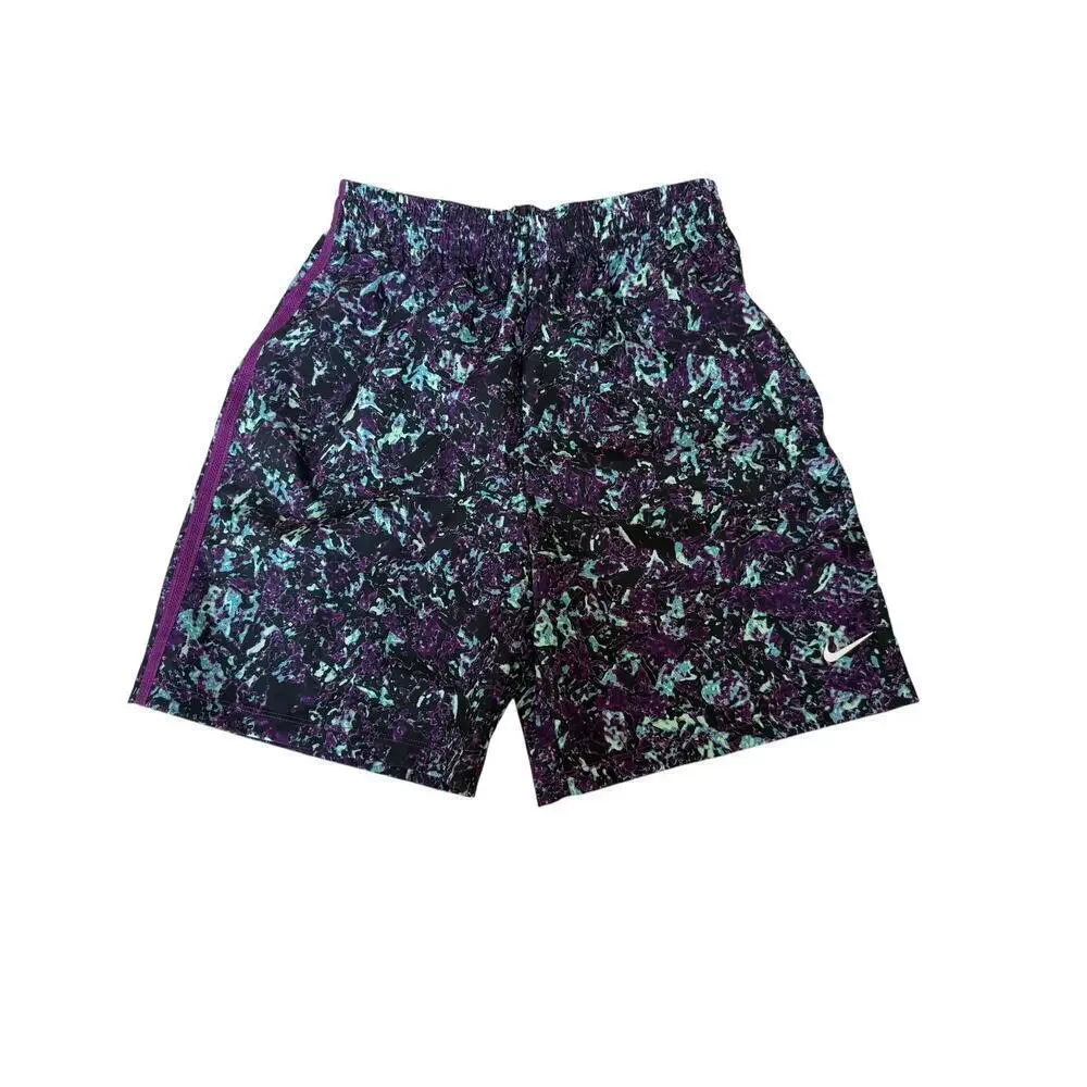 Nike Boys Blue Multi Printed Dri-FIT Training Shorts Size L